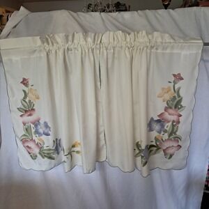 Floral Embroidered Kitchen Curtains Cottage Chic Cafe Curtains 24x29‎